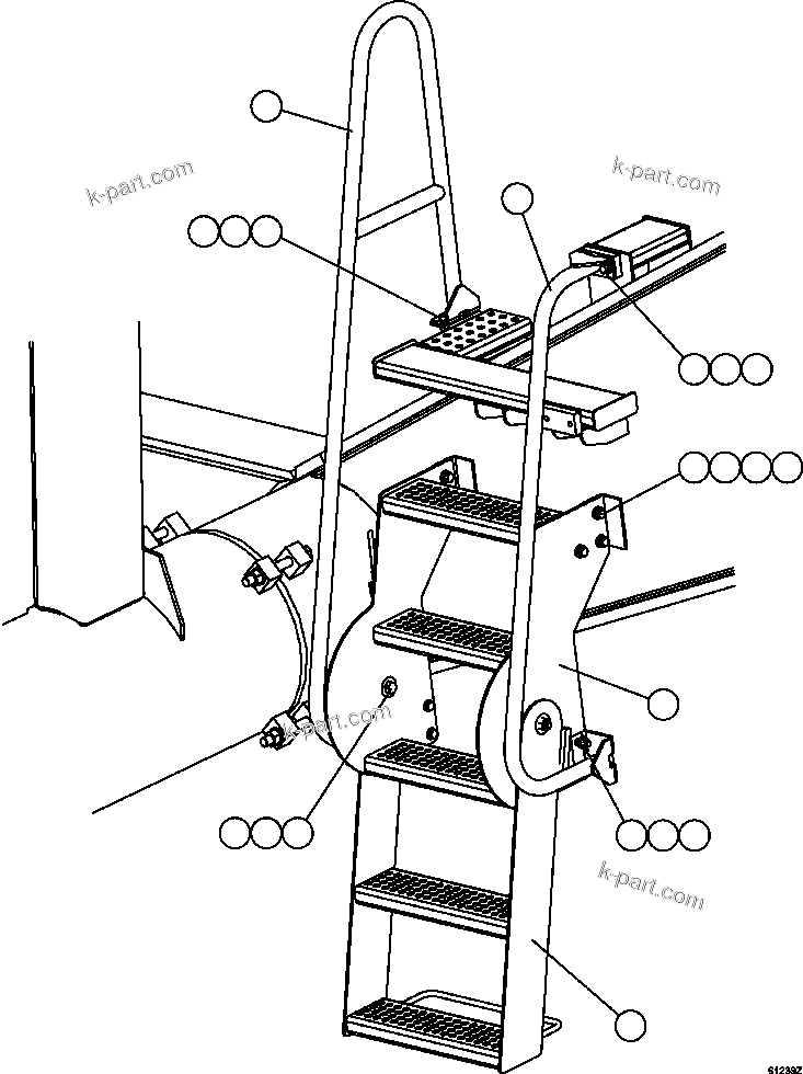 Komatsu parts book diagram for AFE59-CY 930E-4 S/N A30990 & A30991    HYCROFT: ACCESS LADDER & HANDRAIL INSTALLATION