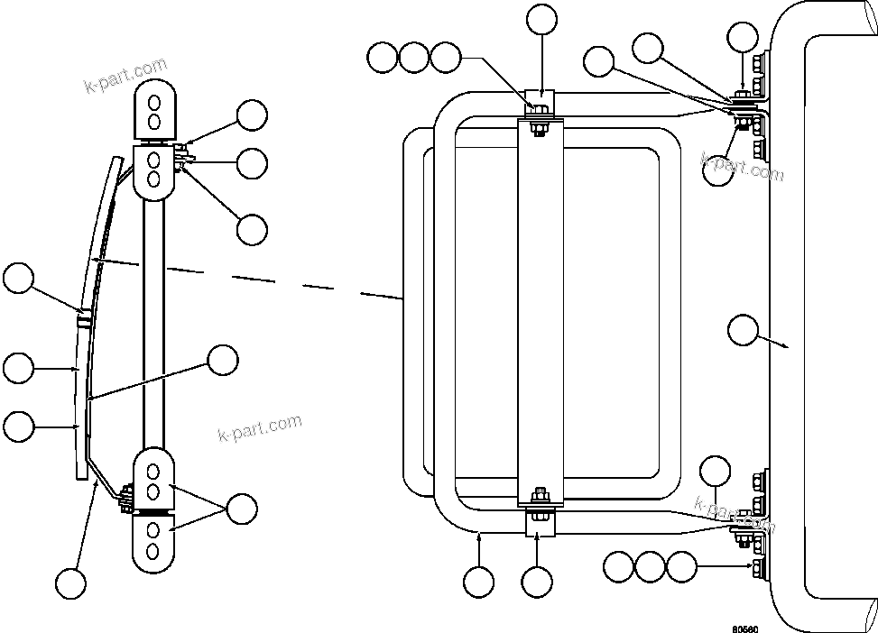 Komatsu parts book diagram for AFE59-CY 930E-4 S/N A30990 & A30991    HYCROFT: R.H. CONVEX MIRROR INSTALLATION