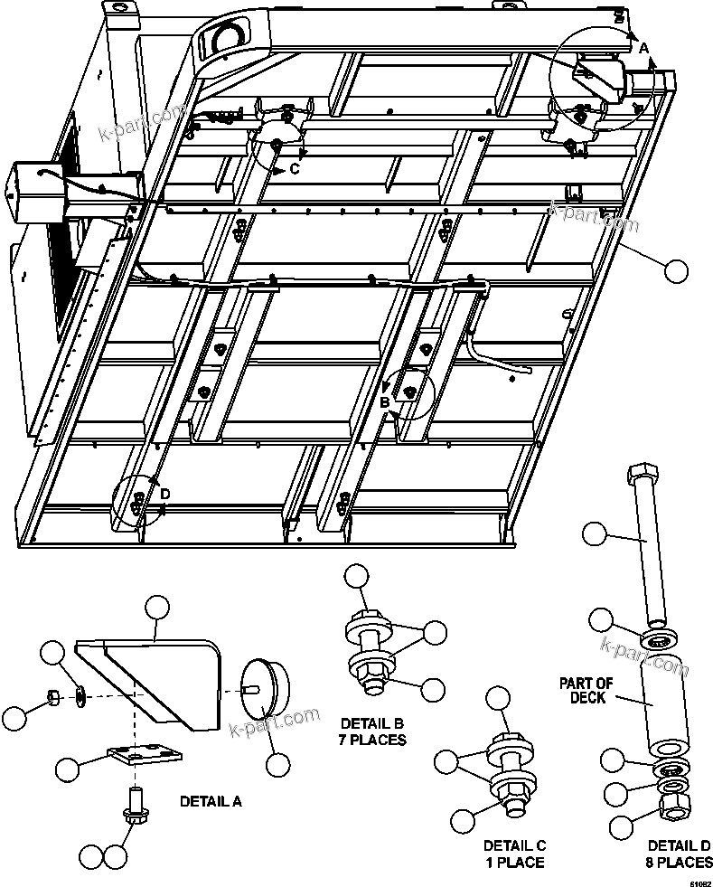Komatsu parts book diagram for AFE59-CY 930E-4 S/N A30990 & A30991    HYCROFT: R.H. DECK & BUMPER MOUNTING