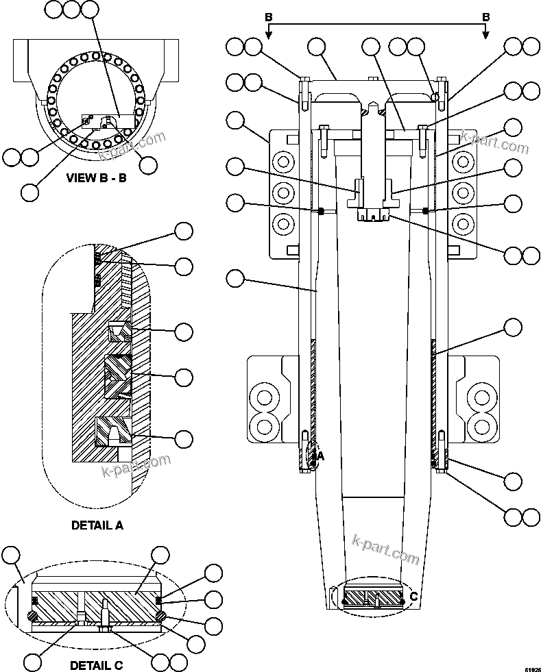 Komatsu parts book diagram for AFE59-CY 930E-4 S/N A30990 & A30991    HYCROFT: FRONT SUSPENSION ASSEMBLY        XB3915