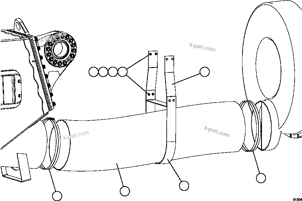 Komatsu parts book diagram for AFE59-CY 930E-4 S/N A30990 & A30991    HYCROFT: DRIVE AXLE BLOWER HOSE