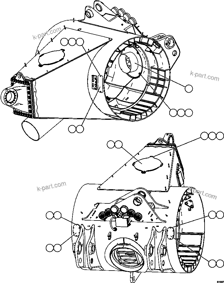Komatsu parts book diagram for AFE59-CY 930E-4 S/N A30990 & A30991    HYCROFT: AXLE HOUSING ACCESS COVERS