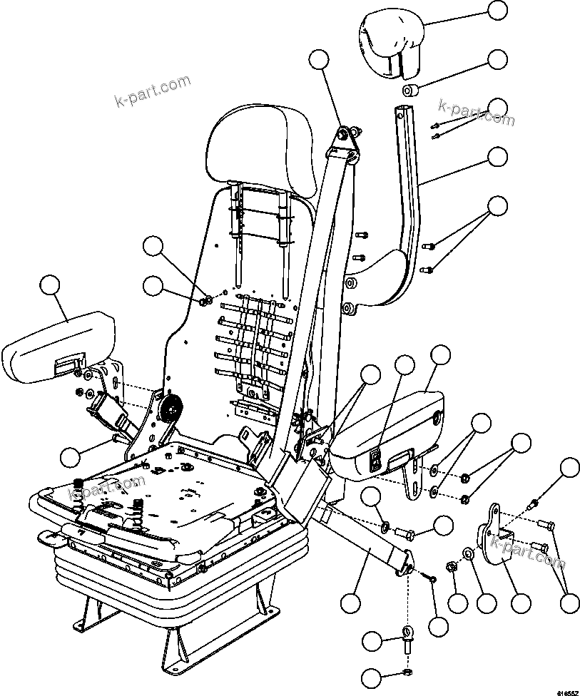 Komatsu parts book diagram for AFE59-CY 930E-4 S/N A30990 & A30991    HYCROFT: SEAT ASSEMBLY 2/2     PC2820