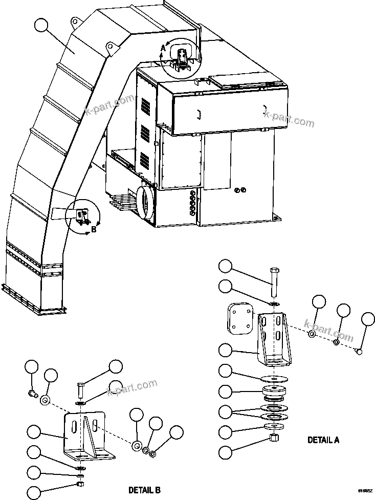 Komatsu parts book diagram for AFE59-CY 930E-4 S/N A30990 & A30991    HYCROFT: BLOWER INLET DUCT INSTALLATION