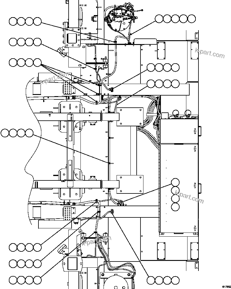 Komatsu parts book diagram for AFE59-CY 930E-4 S/N A30990 & A30991    HYCROFT: ELECTRICAL HARNESS ROUTING - FRONT PLATFORMS