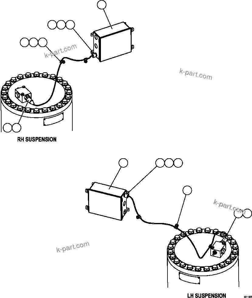 Komatsu parts book diagram for AFE59-CY 930E-4 S/N A30990 & A30991    HYCROFT: PAYLOAD METER III - FRONT SUSPENSIONS