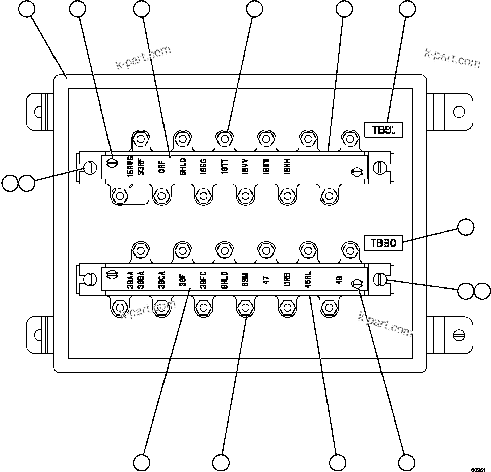 Komatsu parts book diagram for AFE59-CY 930E-4 S/N A30990 & A30991    HYCROFT: JUNCTION BOX ASSEMBLY - R.H.      EK5824