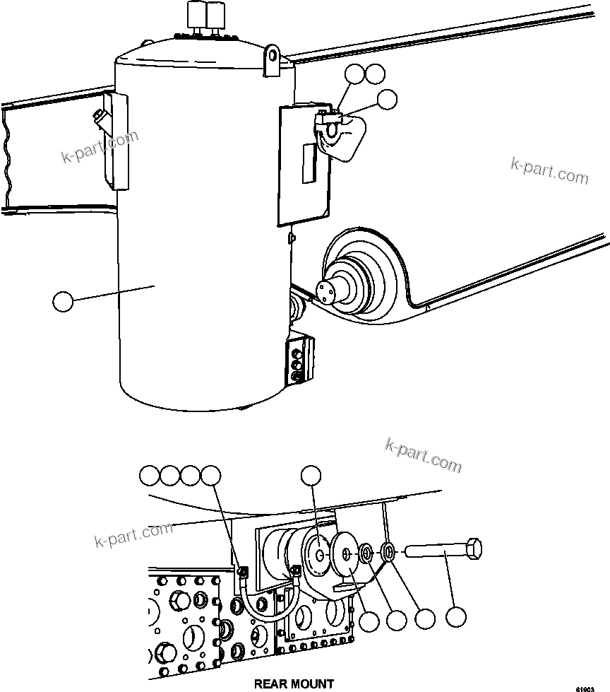Komatsu parts book diagram for AFE59-CY 930E-4 S/N A30990 & A30991    HYCROFT: HYDRAULIC TANK INSTALLATION