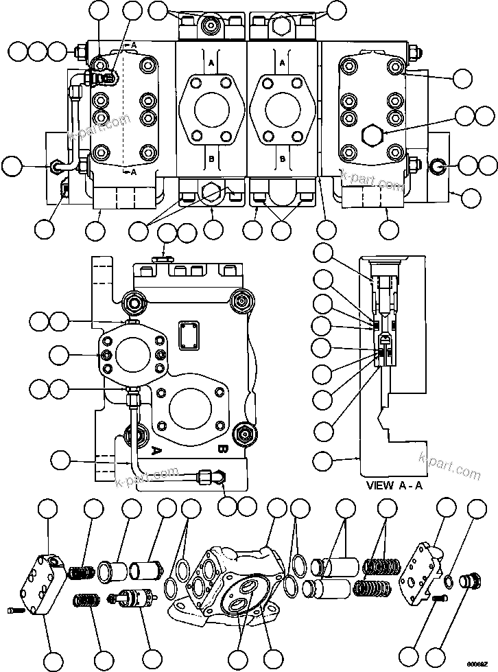Komatsu parts book diagram for AFE59-CY 930E-4 S/N A30990 & A30991    HYCROFT: HOIST CONTROL VALVE ASSEMBLY      PB9839