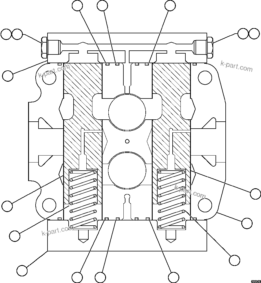 Komatsu parts book diagram for AFE59-CY 930E-4 S/N A30990 & A30991    HYCROFT: SPOOL SECTION ASSEMBLY - TANK     BF3050