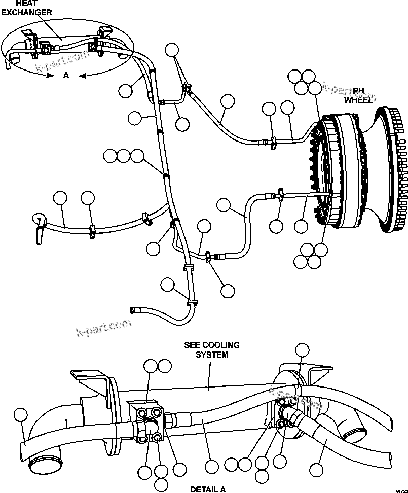 Komatsu parts book diagram for AFE59-CY 930E-4 S/N A30990 & A30991    HYCROFT: BRAKE COOLING PIPING  2/3