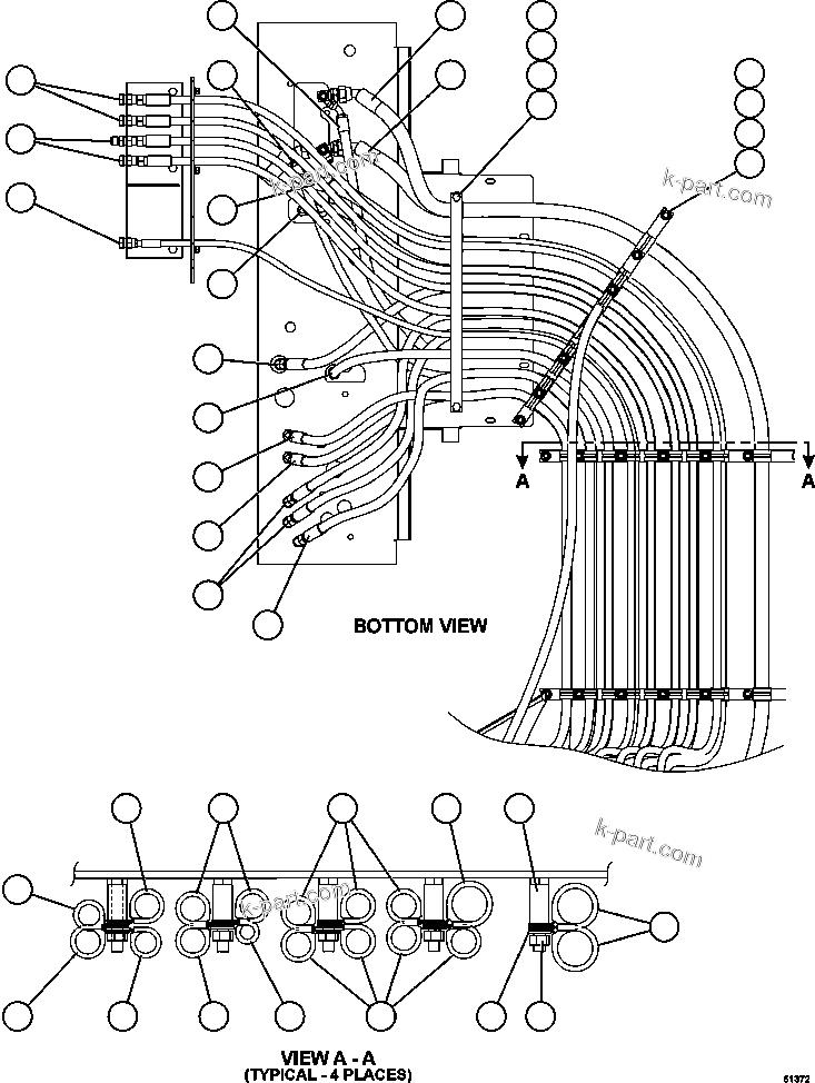 Komatsu parts book diagram for AFE59-CY 930E-4 S/N A30990 & A30991    HYCROFT: HYDRAULIC BRAKE CABINET HOSE ROUTING    2/3