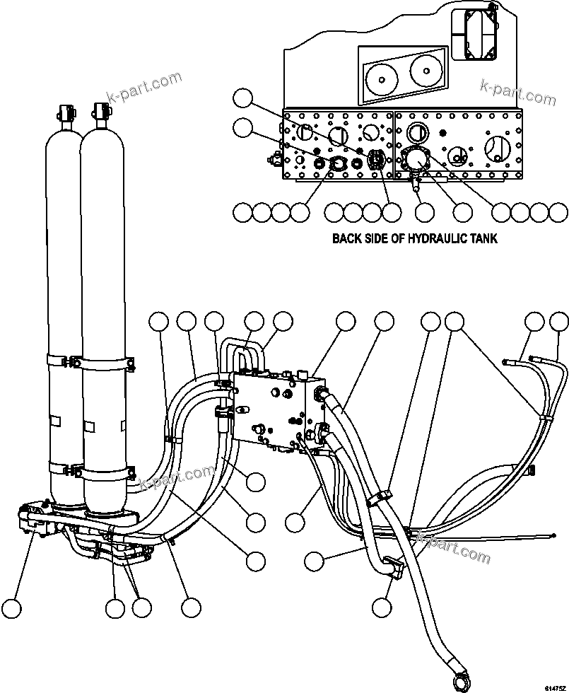 Komatsu parts book diagram for AFE59-CY 930E-4 S/N A30990 & A30991    HYCROFT: STEERING SYSTEM PIPING