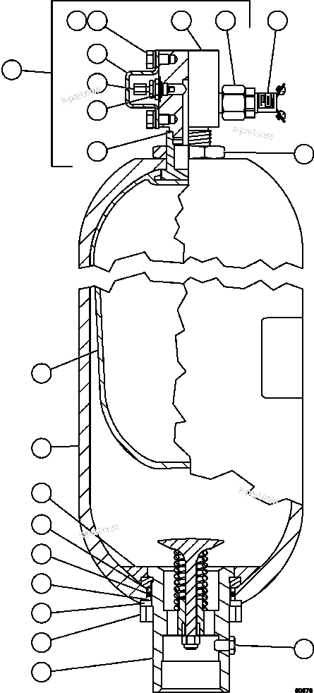 Komatsu parts book diagram for AFE59-CY 930E-4 S/N A30990 & A30991    HYCROFT: STEERING ACCUMULATOR ASSEMBLY        PC2041