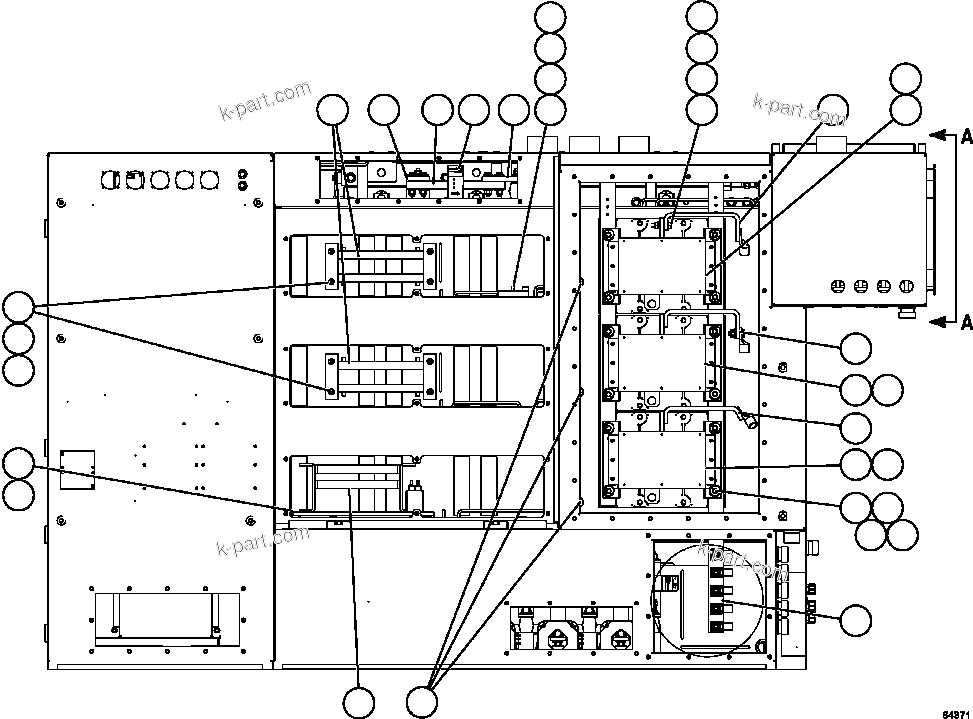 Komatsu parts book diagram for AFE59-CY 930E-4 S/N A30990 & A30991    HYCROFT: CONTROL CABINET - REAR VIEW          PC2752