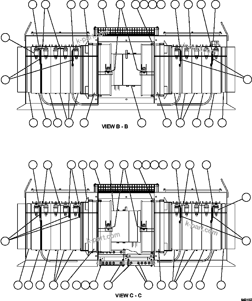 Komatsu parts book diagram for AFE59-CY 930E-4 S/N A30990 & A30991    HYCROFT: RETARDING GRID ASSEMBLY  2/3       PC2142