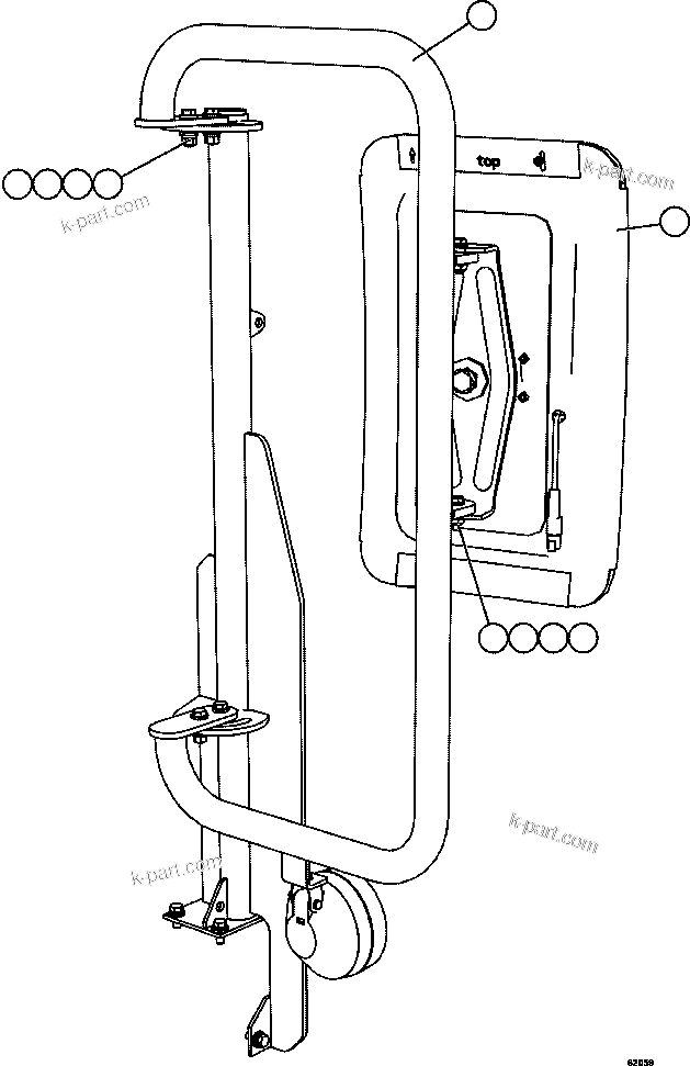 Komatsu parts book diagram for AFE59-EZ 930E-4 S/N A31527, A31539, A31541, A31553, A31555, A31563 & A31565  LOS PELAMBRES: LH MIRROR INSTALLATION