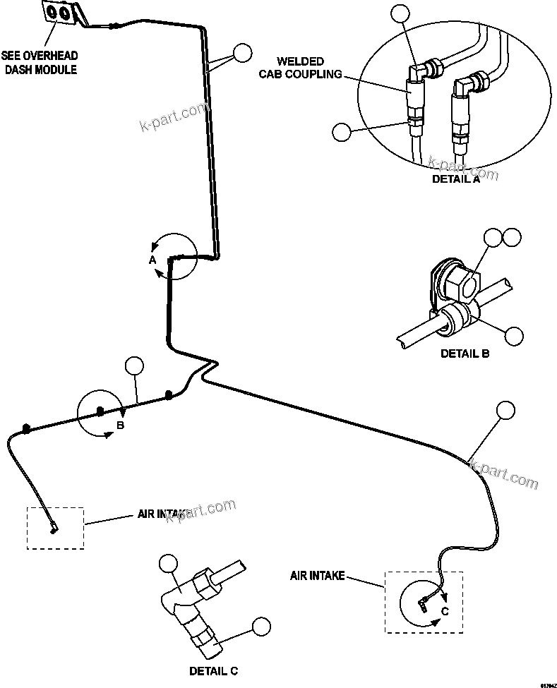 Komatsu parts book diagram for AFE59-EZ 930E-4 S/N A31527, A31539, A31541, A31553, A31555, A31563 & A31565  LOS PELAMBRES: AIR CLEANER INDICATOR PIPING