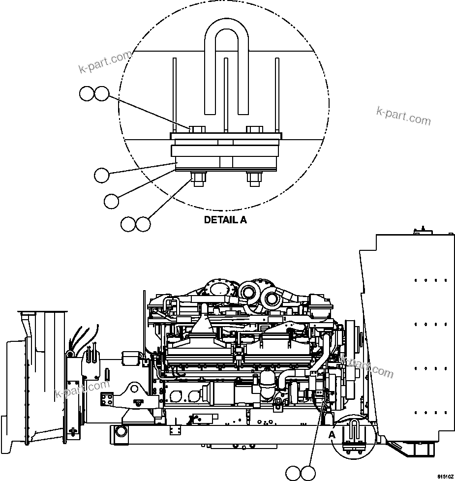 Komatsu parts book diagram for AFE59-EZ 930E-4 S/N A31527, A31539, A31541, A31553, A31555, A31563 & A31565  LOS PELAMBRES: ENGINE/SUB-FRAME MOUNTS