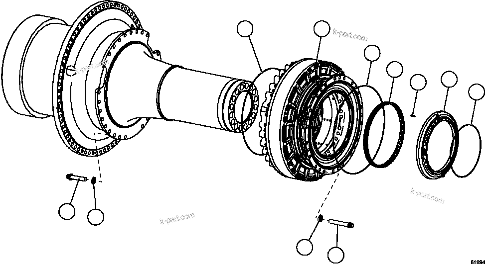 Komatsu parts book diagram for AFE59-EZ 930E-4 S/N A31527, A31539, A31541, A31553, A31555, A31563 & A31565  LOS PELAMBRES: REAR BRAKE MOUNTING