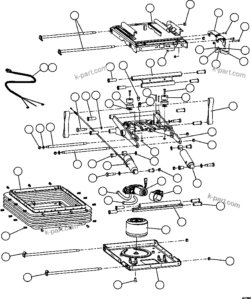 Komatsu parts book diagram for AFE59-EZ 930E-4 S/N A31527, A31539, A31541, A31553, A31555, A31563 & A31565  LOS PELAMBRES: SEAT SUSPENSION ASSEMBLY    XA5816