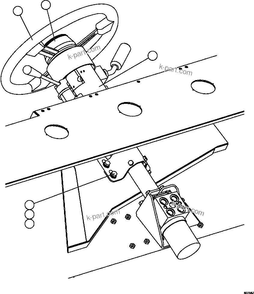 Komatsu parts book diagram for AFE59-EZ 930E-4 S/N A31527, A31539, A31541, A31553, A31555, A31563 & A31565  LOS PELAMBRES: STEERING COLUMN & STEERING WHEEL INSTALLATION