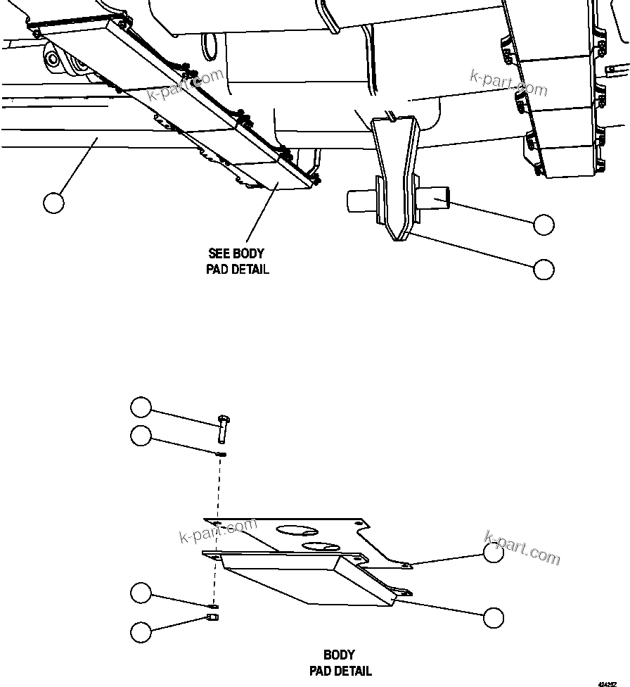 Komatsu parts book diagram for AFE59-EZ 930E-4 S/N A31527, A31539, A31541, A31553, A31555, A31563 & A31565  LOS PELAMBRES: BODY GUIDE & PADS