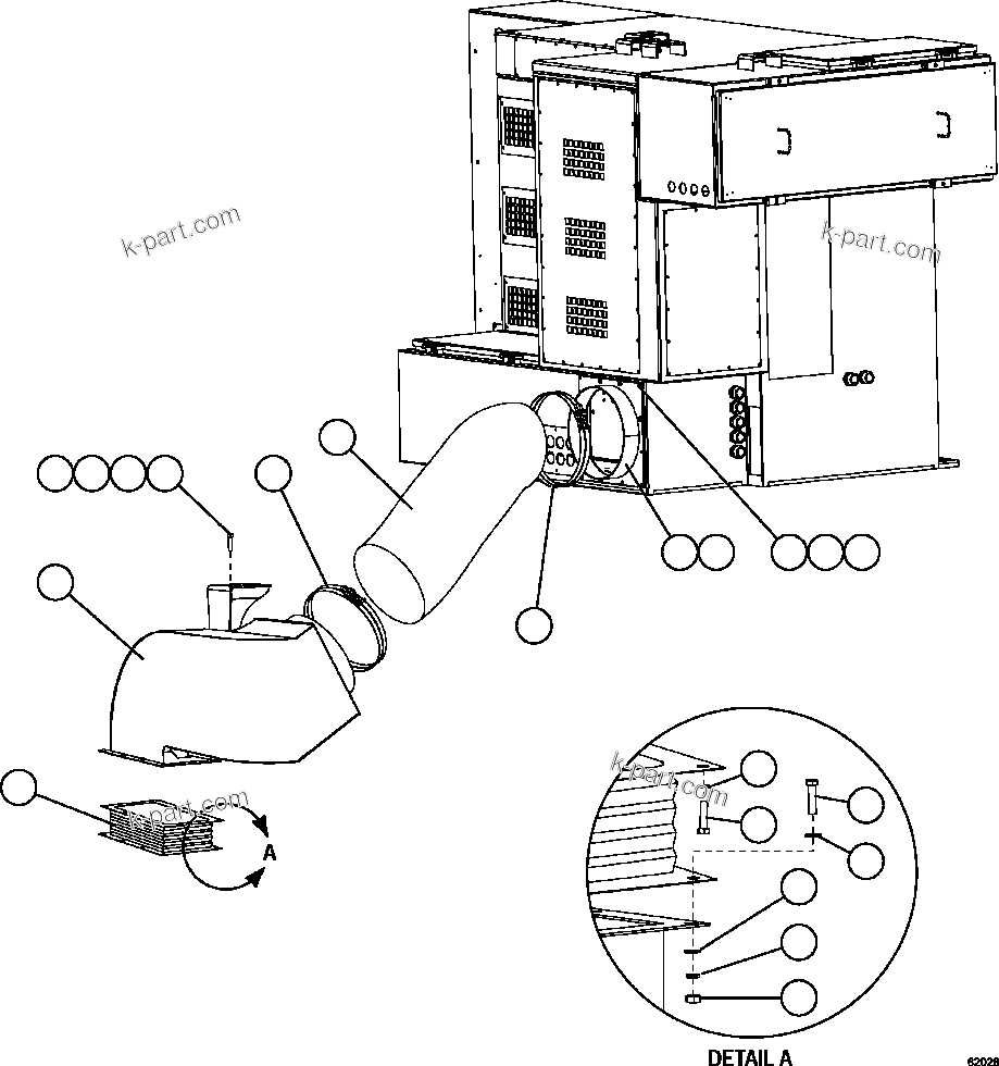 Komatsu parts book diagram for AFE59-EZ 930E-4 S/N A31527, A31539, A31541, A31553, A31555, A31563 & A31565  LOS PELAMBRES: CONTROL CABINET BLOWER HOSE INSTALLATION