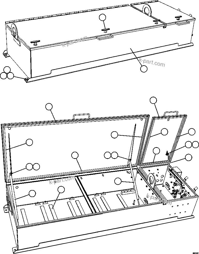 Komatsu parts book diagram for AFE59-EZ 930E-4 S/N A31527, A31539, A31541, A31553, A31555, A31563 & A31565  LOS PELAMBRES: BATTERY BOX    1/5