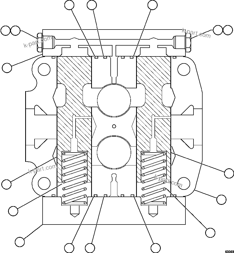 Komatsu parts book diagram for AFE59-EZ 930E-4 S/N A31527, A31539, A31541, A31553, A31555, A31563 & A31565  LOS PELAMBRES: SPOOL SECTION ASSEMBLY - TANK     BF3050