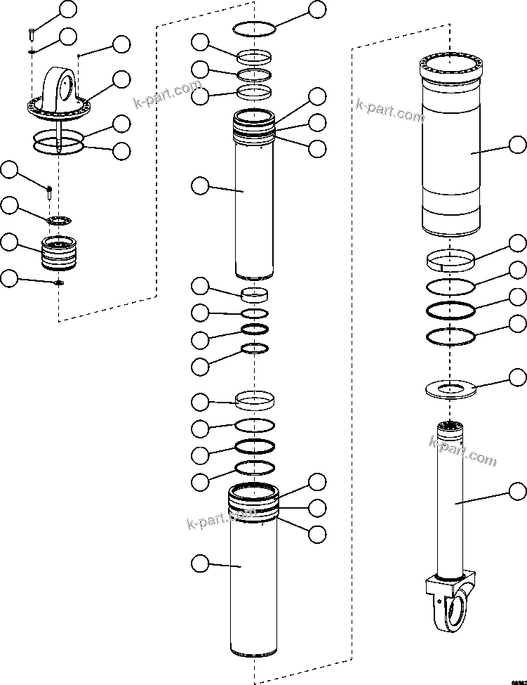 Komatsu parts book diagram for AFE59-EZ 930E-4 S/N A31527, A31539, A31541, A31553, A31555, A31563 & A31565  LOS PELAMBRES: HOIST CYLINDER ASSEMBLY           EM8356
