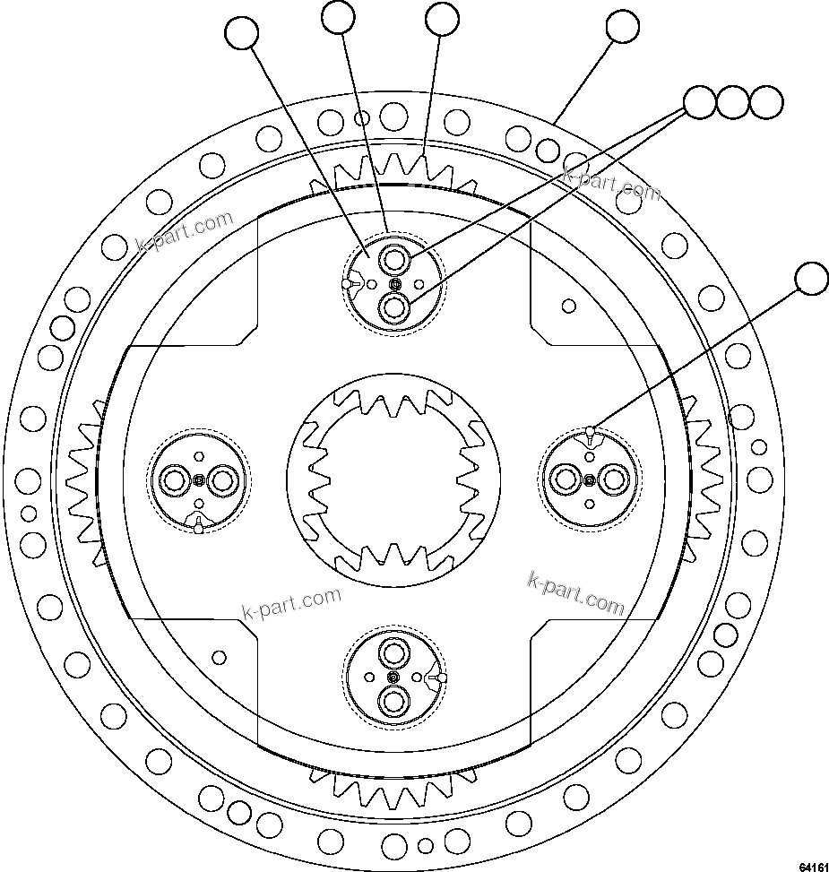 Komatsu parts book diagram for AFE59-EZ 930E-4 S/N A31527, A31539, A31541, A31553, A31555, A31563 & A31565  LOS PELAMBRES: CARRIER ASSEMBLY - LOW SPEED          XA4490