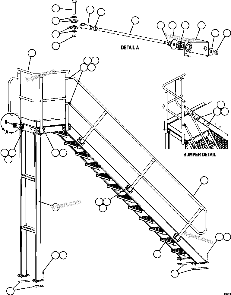 Komatsu parts book diagram for AFE59-FF 930E-4 S/N A31624 & A31628  ANTELOPE COAL: DIAGONAL LADDER INSTALLATION - L.H.