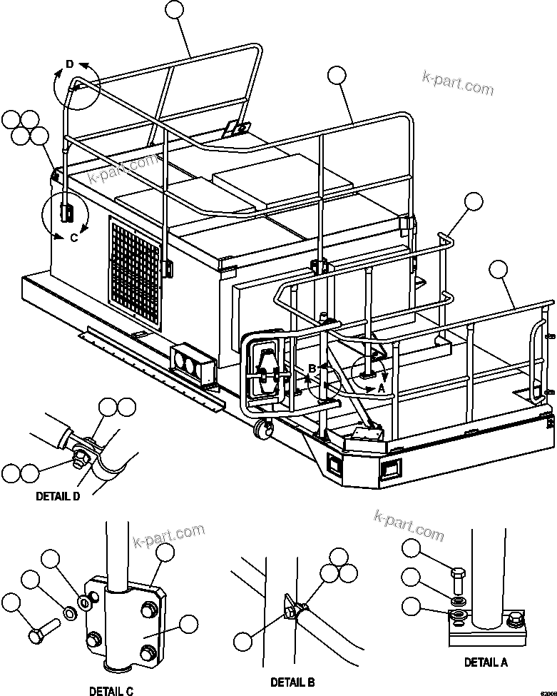 Komatsu parts book diagram for AFE59-FF 930E-4 S/N A31624 & A31628  ANTELOPE COAL: R.H. DECK HANDRAILS