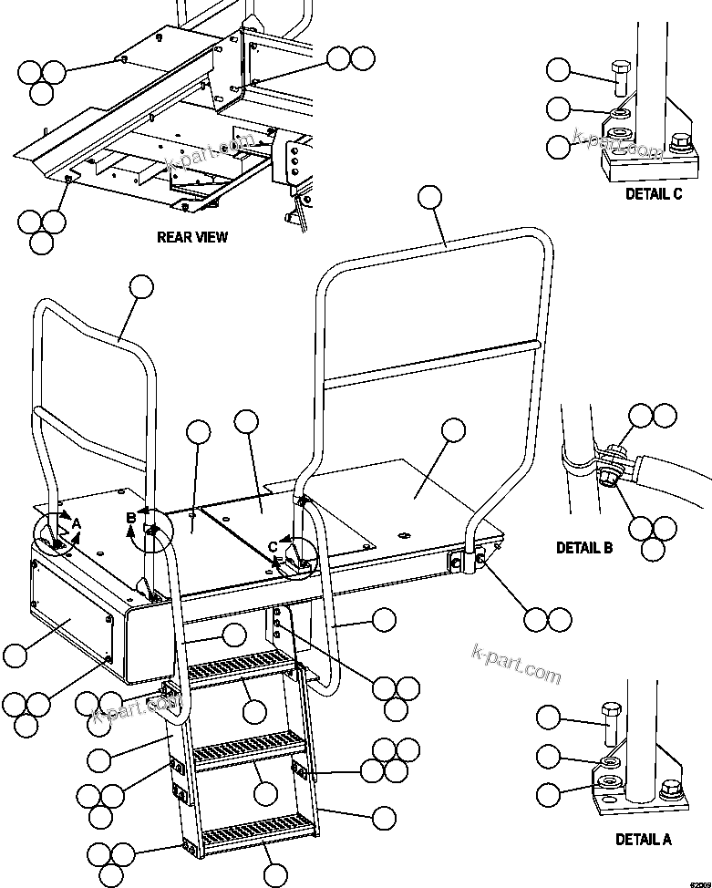 Komatsu parts book diagram for AFE59-FF 930E-4 S/N A31624 & A31628  ANTELOPE COAL: LH STEPS & PLATFORM
