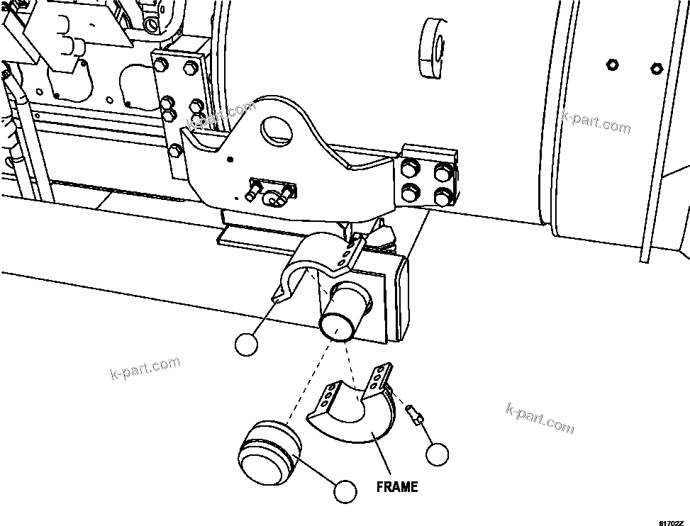 Komatsu parts book diagram for AFE59-FF 930E-4 S/N A31624 & A31628  ANTELOPE COAL: SUB-FRAME CRADLE INSTALLATION