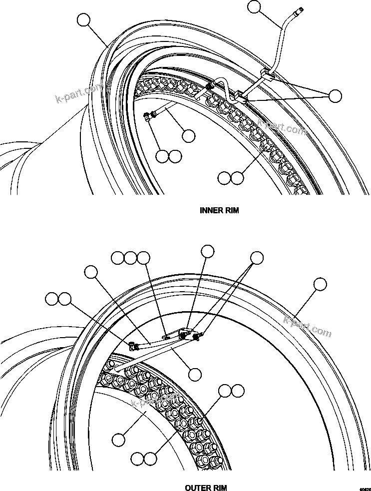 Komatsu parts book diagram for AFE59-FF 930E-4 S/N A31624 & A31628  ANTELOPE COAL: REAR WHEELS & MOUNTING