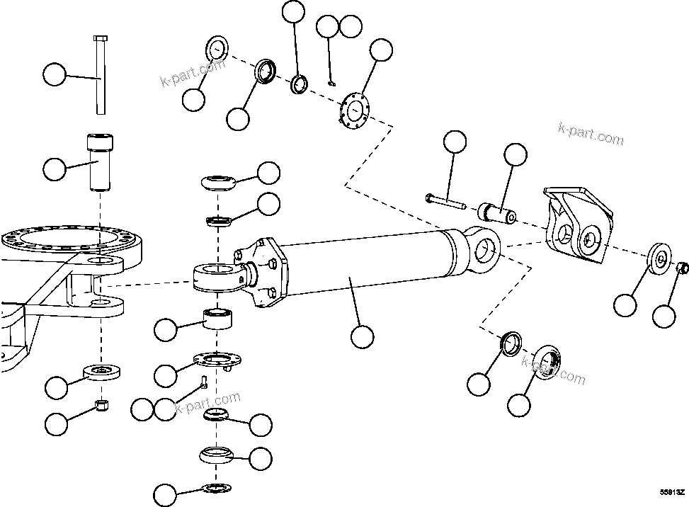 Komatsu parts book diagram for AFE59-FF 930E-4 S/N A31624 & A31628  ANTELOPE COAL: STEERING CYLINDER INSTALLATION