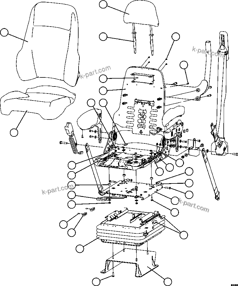 Komatsu parts book diagram for AFE59-FF 930E-4 S/N A31624 & A31628  ANTELOPE COAL: SEAT ASSEMBLY    1/2     58E-57-00500