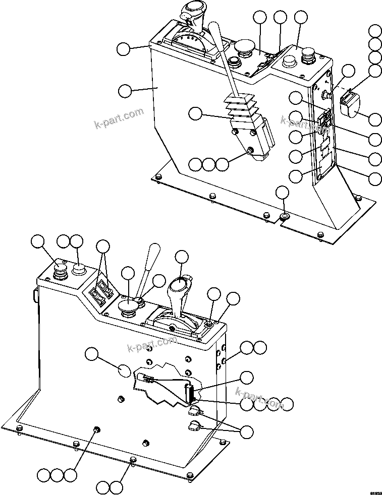 Komatsu parts book diagram for AFE59-FF 930E-4 S/N A31624 & A31628  ANTELOPE COAL: CENTER CONSOLE MODULE