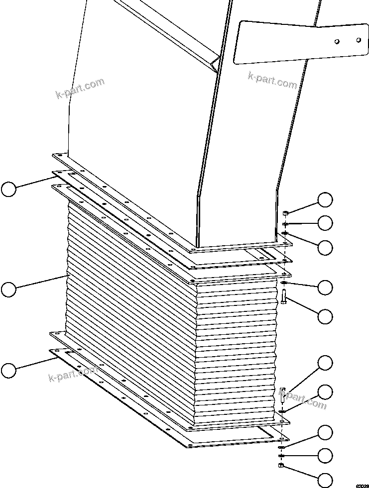Komatsu parts book diagram for AFE59-FF 930E-4 S/N A31624 & A31628  ANTELOPE COAL: BLOWER INLET DUCT TRANSITION INSTALLATION
