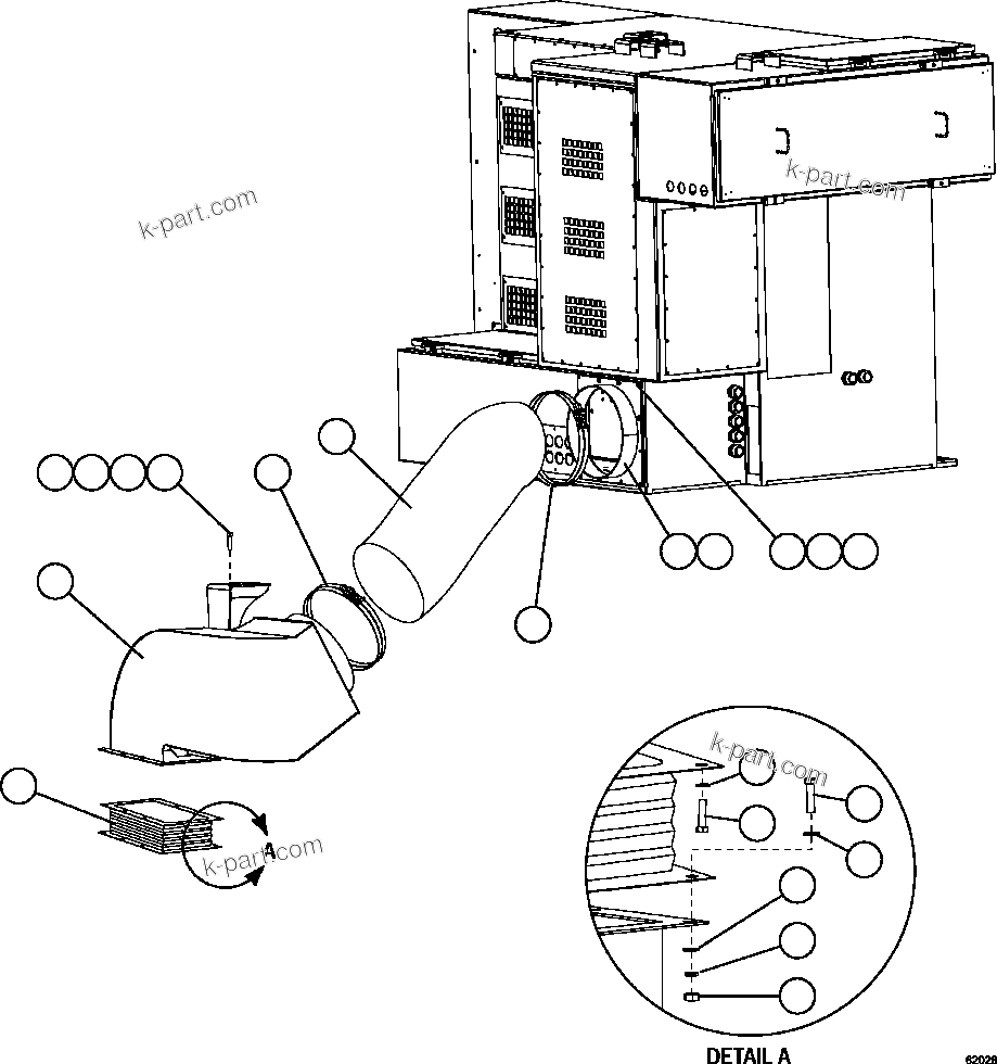 Komatsu parts book diagram for AFE59-FF 930E-4 S/N A31624 & A31628  ANTELOPE COAL: CONTROL CABINET BLOWER HOSE INSTALLATION