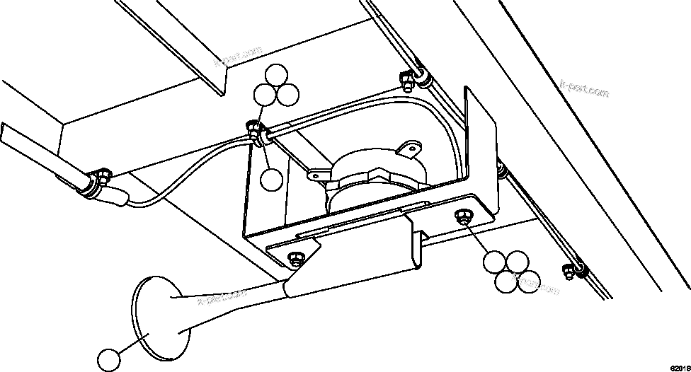 Komatsu parts book diagram for AFE59-FF 930E-4 S/N A31624 & A31628  ANTELOPE COAL: HORN INSTALLATION
