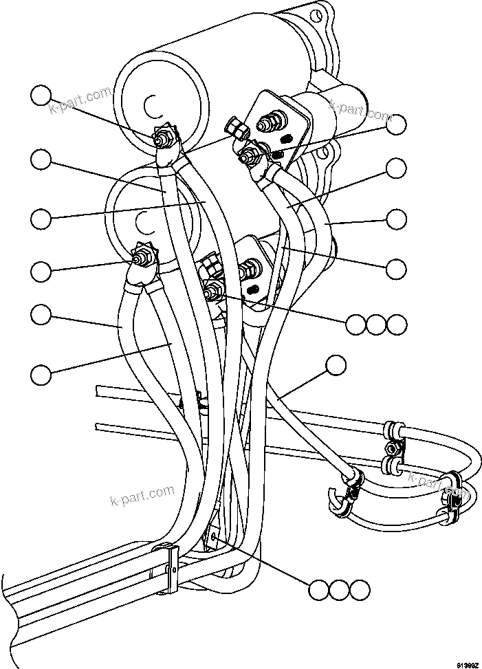 Komatsu parts book diagram for AFE59-FF 930E-4 S/N A31624 & A31628  ANTELOPE COAL: ENGINE WIRING - CRANKING MOTORS