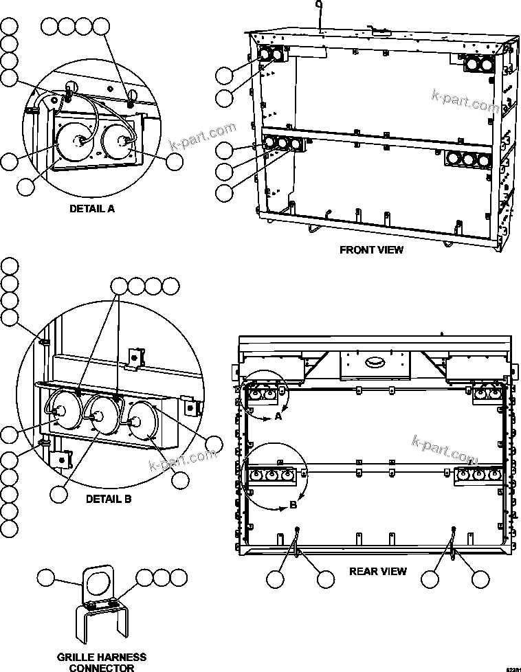 Komatsu parts book diagram for AFE59-FF 930E-4 S/N A31624 & A31628  ANTELOPE COAL: HEADLIGHT / FOG LIGHT