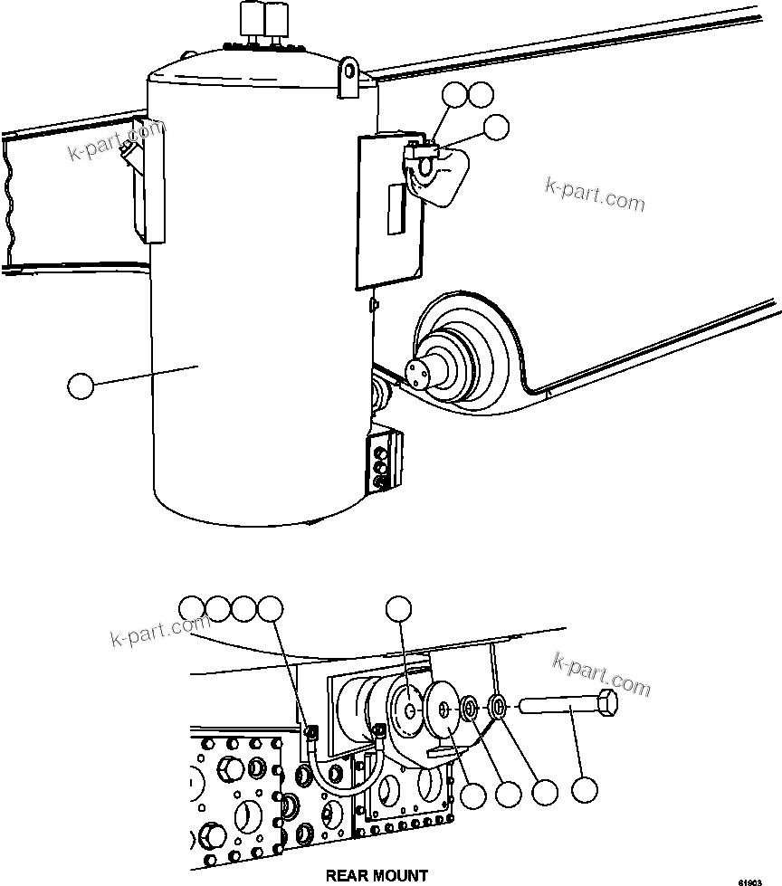 Komatsu parts book diagram for AFE59-FF 930E-4 S/N A31624 & A31628  ANTELOPE COAL: HYDRAULIC TANK INSTALLATION