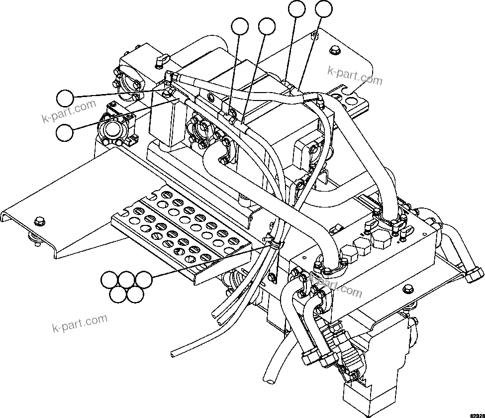 Komatsu parts book diagram for AFE59-FF 930E-4 S/N A31624 & A31628  ANTELOPE COAL: PUMP MODULE - HOIST PILOT PIPING