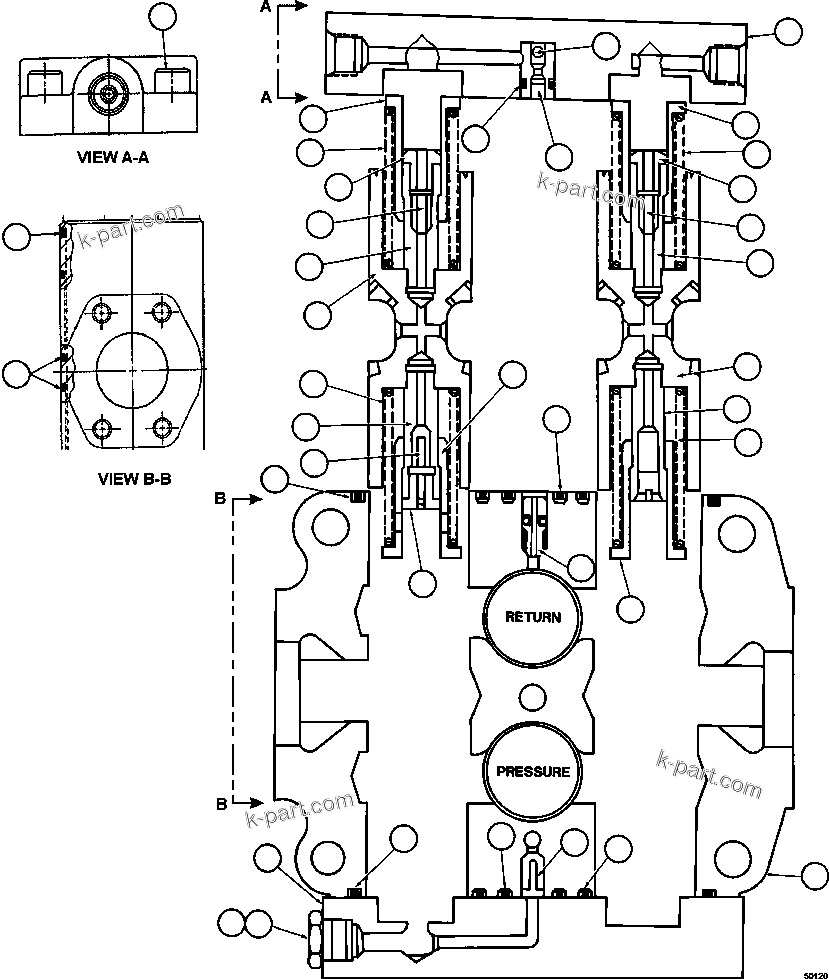 Komatsu parts book diagram for AFE59-FF 930E-4 S/N A31624 & A31628  ANTELOPE COAL: SPOOL SECTION ASSEMBLY               VE3810