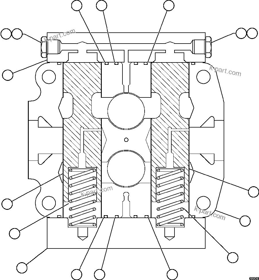 Komatsu parts book diagram for AFE59-FF 930E-4 S/N A31624 & A31628  ANTELOPE COAL: SPOOL SECTION ASSEMBLY - TANK     BF3050