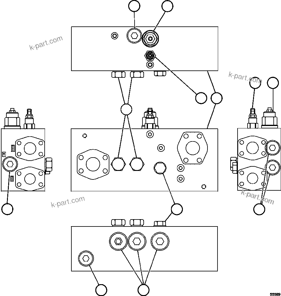 Komatsu parts book diagram for AFE59-FF 930E-4 S/N A31624 & A31628  ANTELOPE COAL: OVERCENTER MANIFOLD VALVE ASSM       PC0522